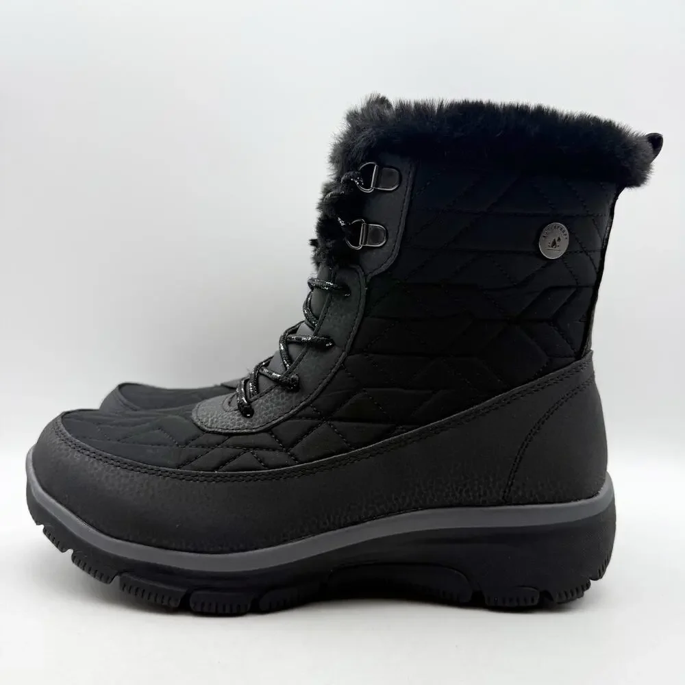 Skechers Womens Easy Going Frostline Winter Boots US 8.5 Black Waterproof NWT